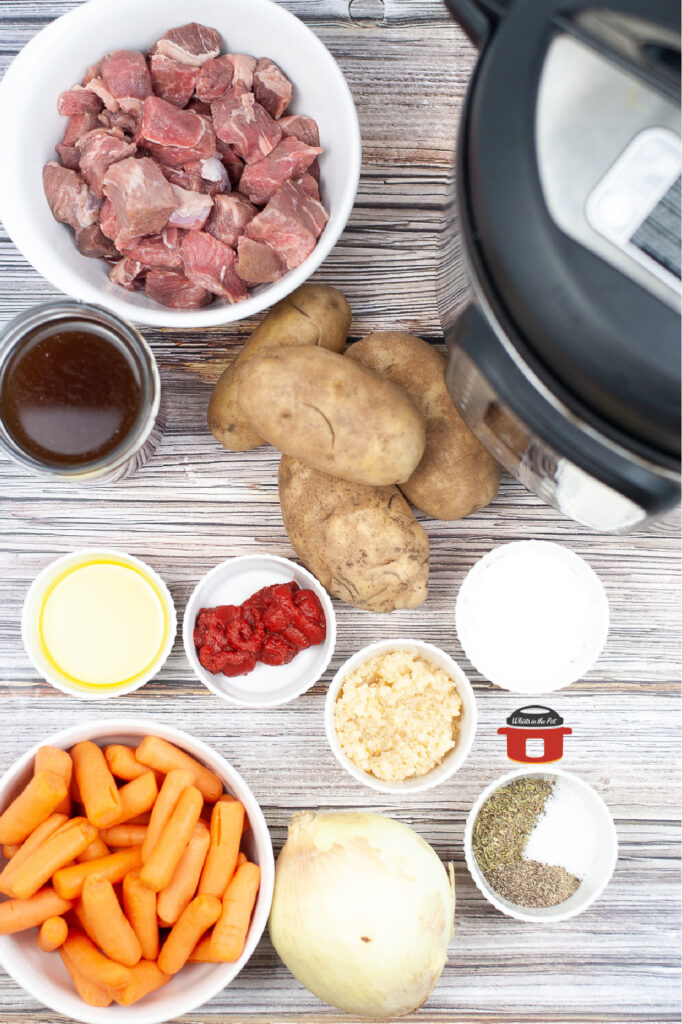 ingredients for beef stew made in the instant pot