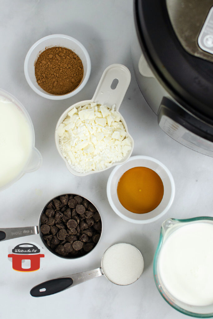 ingredients for tuxedo hot chocolate made in the instant pot