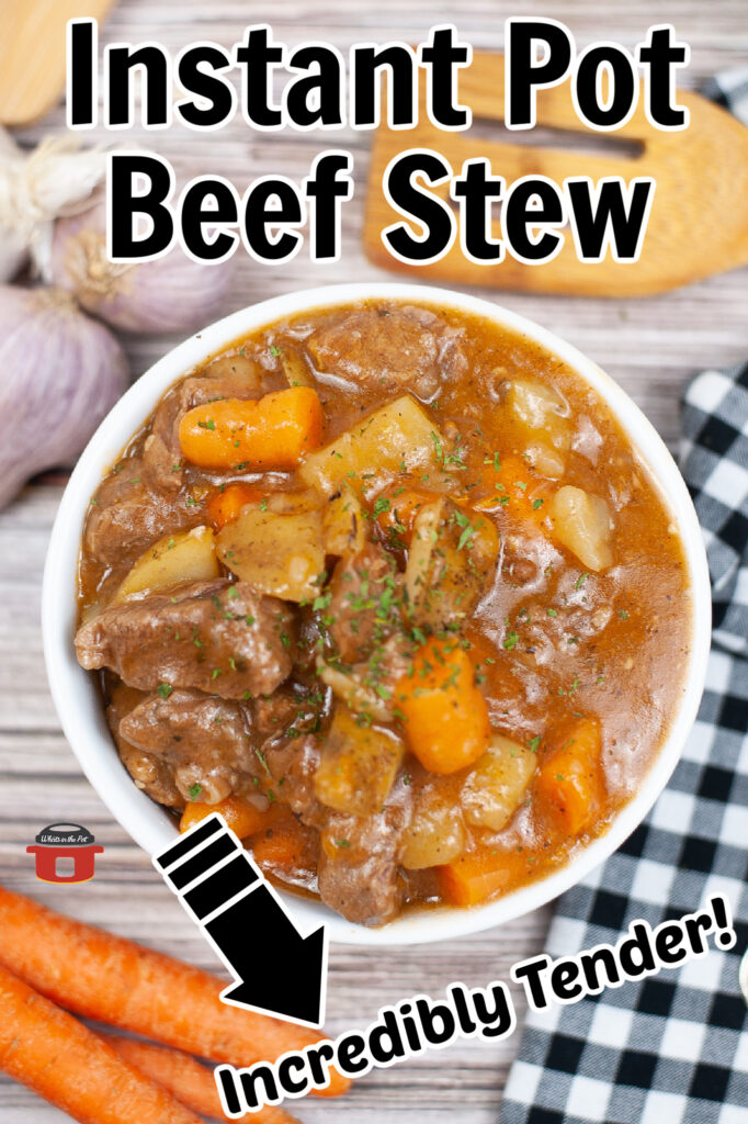 instant pot beef stew recipe in soup bowl