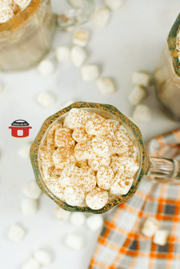 instant pot tuxedo hot chocolate in glass with marshmallows