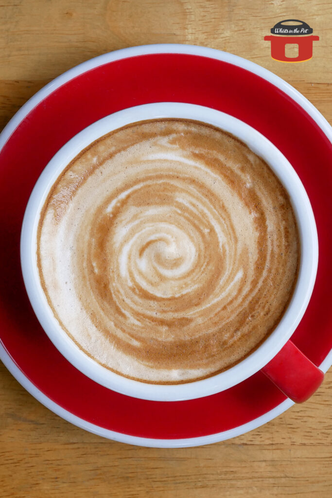 tuxedo hot chocolate in red cup