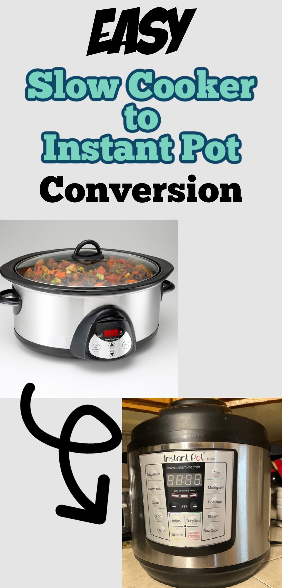 Convert pressure cooker to instant pot hot sale